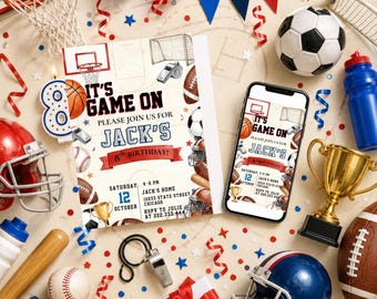 All Star Sports Birthday Invitation Editable Boys Party Template (Digital Download)