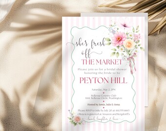 Bridal Shower Invite Template, Editable Invitation Romantic Garden Theme (Digital Download)