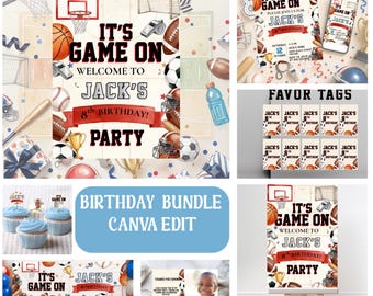 Basketball Birthday Invitation Game On Sports Party Template (Digital Download)