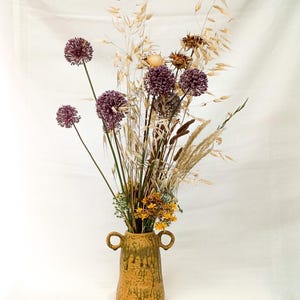 Rustic Ceramic Amphora Vase with Handles, Ochre Olive Stoneware Vessel, Brutalist Wabi Sabi Pot, Unique Studio Pottery, Modern Home Gift