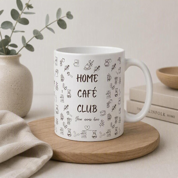 Personalisierte Kaffeetasse | Home Café Club Tasse | Tasse mit Namen | Kaffeeliebhaber Geschenk | Coffee Lover Tasse | Cozy Tasse