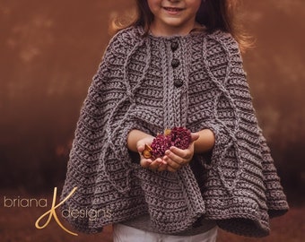 Children's Infinity Cape Jacket Instant Download PDF Pattern, Child Crochet Pattern, Fall & Winter Wear Fashion