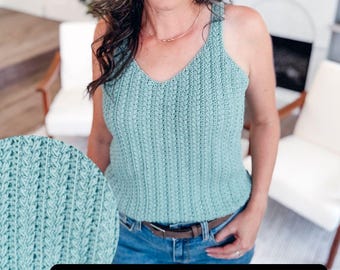 CROCHET PATTERN + VIDEO Wheat Stitch Crochet Tank Top Pattern in Sizes xs-5x, One Piece Summer Crochet Top Pattern, Lightweight Wearable diy