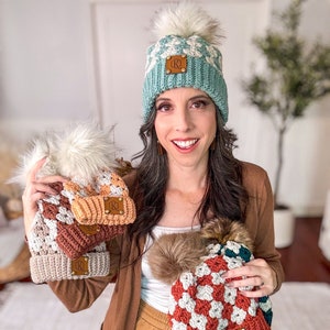 CROCHET PATTERN + VIDEO Harvest Hues Diamond Granny Stitch Crochet Beanie Pattern, Crochet Hat in 6 sizes (baby to adult), Stitch Charts