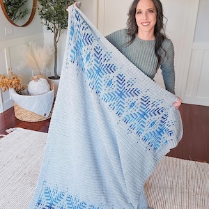 CROCHET PATTERN Winter Freeze Mosaic Crochet Blanket Pattern, Instant Download Crochet Pattern in Lots of Sizes
