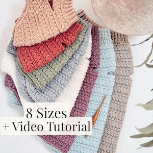 CROCHET PATTERN + VIDEO Top Down Dog Sweater Crochet Pattern – Wheat Stitch™ One Piece Easy Pet Pullover in 8 Sizes – Pdf Digital Download