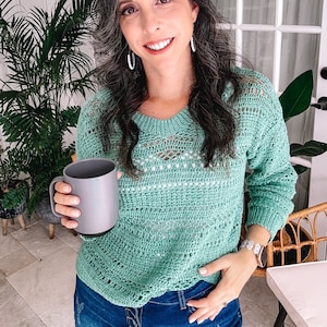 CROCHET PATTERN + VIDEO Sagebrush Lindy Chain Crochet Sweater Pattern, Size X-S to 5x Crochet Pattern, Spring & Summer Women's Wear Fashion