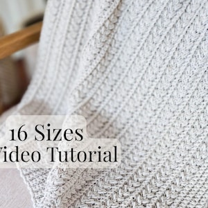 CROCHET PATTERN + VIDEO Cozy Braided Wheat Crochet Blanket Pattern | Worsted Throw Pdf | Beginner-Friendly Afghan | 16 Sizes