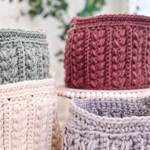 CROCHET PATTERN + VIDEO Wheat Stitch Nesting Baskets Crochet Pattern, 4 Sizes with Video Tutorial, Pdf Instand Download