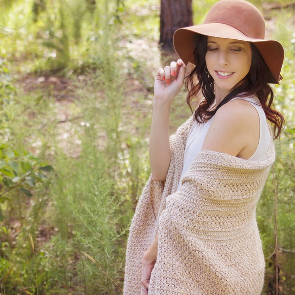 CROCHET PATTERN Chardonnay Poncho Wrap Crochet Pattern Instant Download, One Size Easy Crochet Shawl Pattern Wrap Pattern One Piece