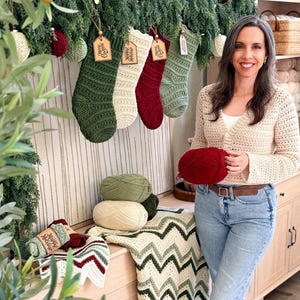 Christmas Crochet Pattern Collection | Petal Loop Stitch Holiday Decor Set | Stocking Ornament Blanket Washcloth | Printables | PDF Download