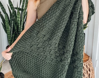 CROCHET PATTERN + VIDEO Totally Textured Crochet Blanket Pattern, Instant Pdf Download, 16 Size Options with Video Tutorial