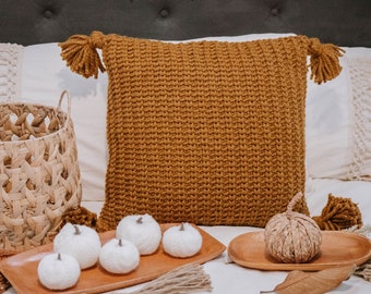 CROCHET PATTERN + VIDEO Crochet Knit Purl Pillow Cover Home Decor, Home Decor Crochet Pattern