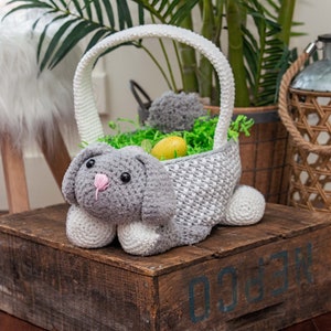 Bunny Easter Basket Crochet PATTERN Instant Download, Toy or Storage Basket, Video Tutorial for the Bunny Basket Included image 4