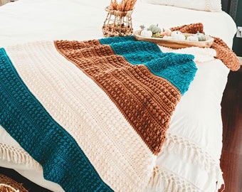 Sanibel Crochet Blanket Instant Download PDF Pattern, Home Decor, Crochet Video Tutorial Included, DIY Crochet Blanket