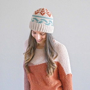 CROCHET PATTERN + VIDEO Forest Brooks Colorwork Crochet Beanie Pattern, Easy to follow crochet pattern with video, intermediate crochet