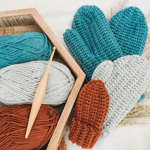 CROCHET PATTERN + VIDEO How to Crochet Mittens, Baby-Adult Crochet Pattern, Winter Glove Mitten Accessories, Beginner Crochet
