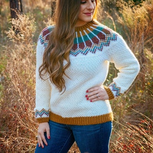 CROCHET PATTERN + VIDEO Traveler Fair Isle Crochet Sweater, xs to 5x sizes, Pullover Crochet Colorwork Pattern, Video Tutorial Incl.