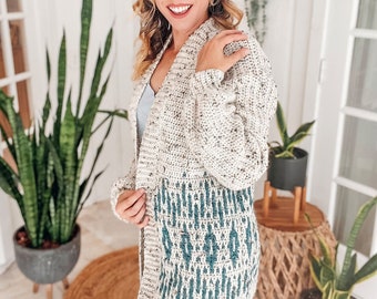 Learn to Crochet an Incredible Cardigan Using the Mosaic Crochet Technique, Instant Crochet Pattern Download, Women's Crochet Cardigan Cozy