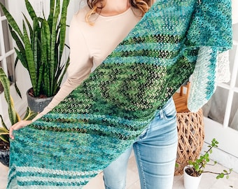 On The Bias Suzette Shawl - Crochet PATTERN Instant Download, One Size Easy Crochet Shawl Pattern Video Tutorial!