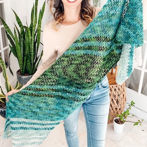 On The Bias Suzette Shawl Crochet PATTERN Instant Download, One Size Easy Crochet Shawl Pattern Video Tutorial image 1
