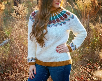 Traveler Fair Isle Crochet Sweater Instant Download PDF Pattern, xs to 5x sizes, Pullover Crochet Colorwork Pattern, Video Tutorial Incl.