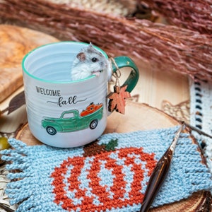 CROCHET PATTERN Pumpkin Crochet Mug Rug Coaster Home Decor, Instant Download PDF Pattern, Includes Chart, Holiday Fall Decor Crochet Pattern