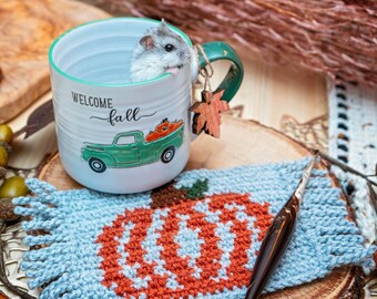 Pumpkin Crochet Mug Rug Coaster Home Decor, Instant Download PDF Pattern, Includes Chart, Holiday Fall Decor Crochet Pattern