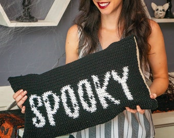 Spooky Halloween Crochet Pillow Cover Holiday Decor, Instant Download PDF Pattern, Includes Chart, Holiday Fall Decor Crochet Pattern