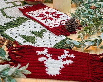 CROCHET PATTERN + VIDEO Holiday Crochet Mug Rug Coaster Home Decor, Includes Chart, Holiday Season Christmas Decor Crochet Pattern