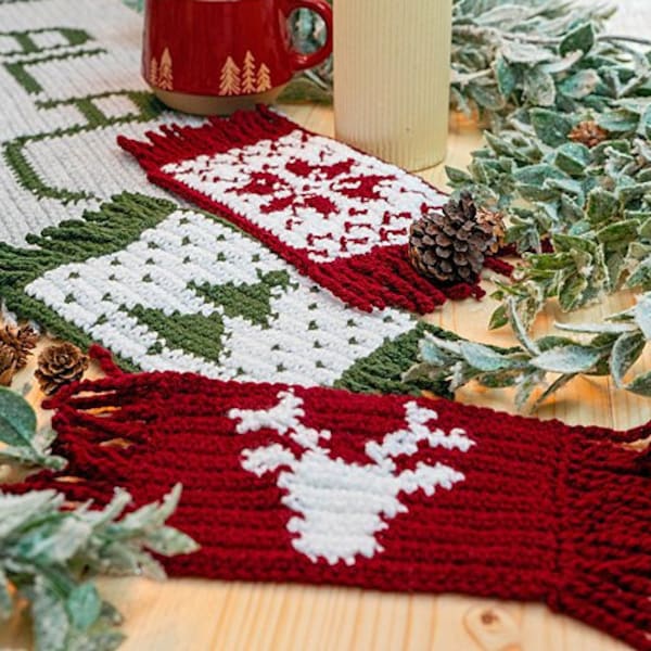 Holiday Crochet Mug Rug Coaster Home Decor, Instant Download PDF Pattern, Includes Chart, Holiday Season Christmas Decor Crochet Pattern