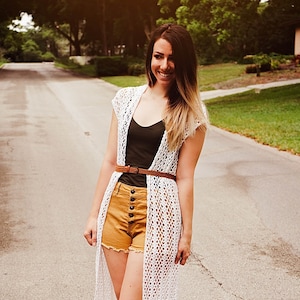 CROCHET PATTERN + VIDEO Long Summer Duster Crochet Pattern, xs to 5x sizes, Long Lace Cardigan Duster Crochet Pattern