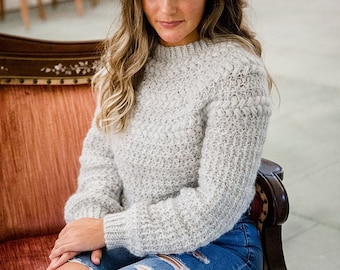 CROCHET PATTERN + VIDEO Macchiato Crochet Sweater Pullover, xs to 5X Crochet Pattern, Fall & Winter Wear Fashion