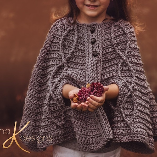 Children's Infinity Cape Jacket Instant Download PDF Pattern, Child Crochet Pattern, Fall & Winter Wear Fashion