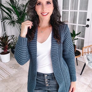 Easy Flat Crochet Cardigan Pattern with a Ribbed Crochet Style. Video Tutorial Included, Size-Inclusive from XS-5X, Autumn Wheat Cardigan. image 1