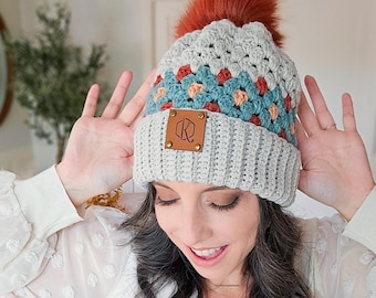 CROCHET PATTERN + VIDEO Gemstone Hues Crochet Beanie Pattern, Granny Stitch Diamond Pdf Pattern, 6 Sizes Baby to Adult, Cozy Winter Hat