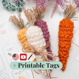 CROCHET PATTERN + VIDEO Wheat Stitch Carrots Crochet Pattern | Cute Seasonal Decor and Stash-Buster Pdf, Easter Home Decor