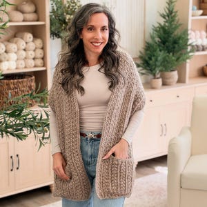 CROCHET PATTERN + VIDEO Wheat Stitch™ Pocket Shawl Crochet Pattern • Beginner-Friendly Wrap with Pockets • Textured Shawl Pdf