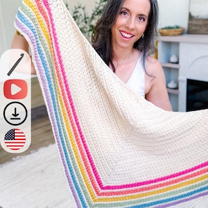 CROCHET PATTERN + VIDEO Wheat Stitch Triangle Shawl Crochet Pattern | Textured Crochet Shawl diy pdf | Beginner‑Friendly Wheat Stitch Wrap