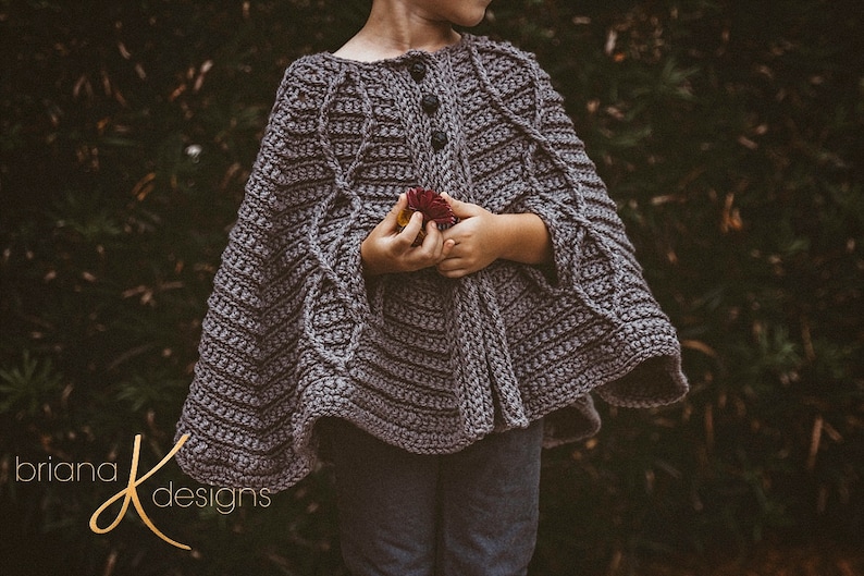 Children's Infinity Cape Jacket Instant Download PDF Pattern, Child Crochet Pattern, Fall & Winter Wear Fashion image 4