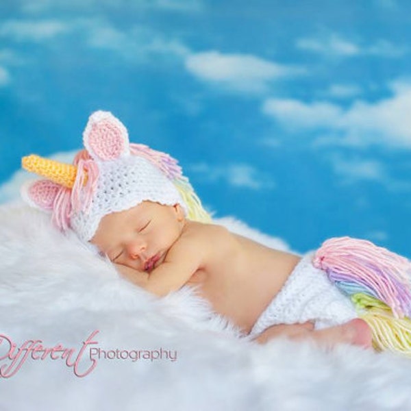 Unicorn Baby PATTERN Instant Download, Newborn-12 Months Unicorn Hat and Diaper Cover Set