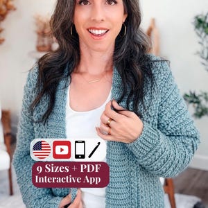 CROCHET PATTERN + VIDEO Wheat Stitch™ Cardigan Crochet Pattern, Diy Worsted-Weight (Xs-5X) Size Inclusive. Includes guided sleeve decreases.