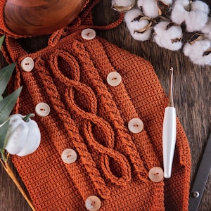 CROCHET PATTERN Eyelet Cable Crochet Romper & Bonnet, Delicate Newborn Crochet Romper, Size newborn to 18 Months