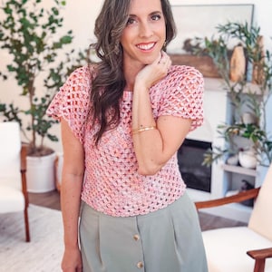 CROCHET PATTERN + VIDEO Circle Leaf Crochet Top Pattern Summer Lace Crochet Shirt – Seamless Top Down Pattern – Size Inclusive xs–5X bild 6