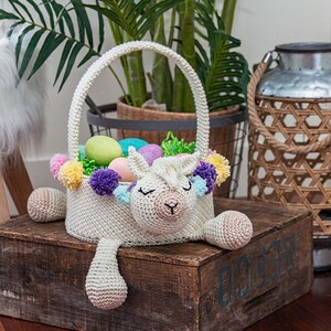 Llama Easter Basket Crochet PATTERN Instant Download, Toy Storage Basket, No Drama Llama image 9