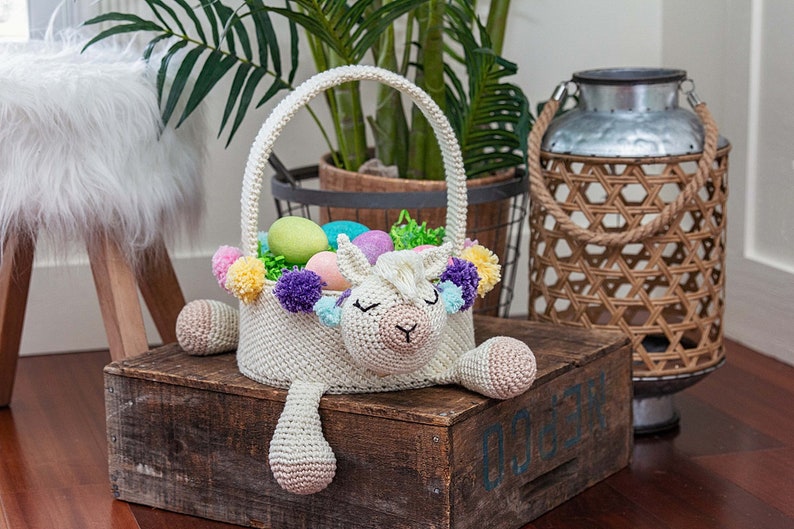 Llama Easter Basket Crochet PATTERN Instant Download, Toy Storage Basket, No Drama Llama image 9