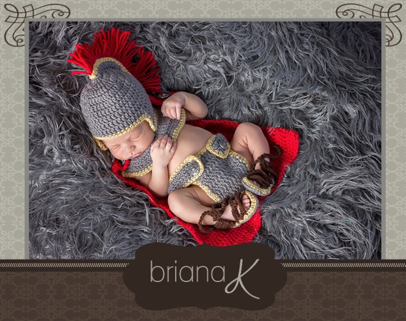 Crochet Pattern Gladiator Roman Spartan Warrior Newborn Set, Instant Download, baby newborn photography prop, easy to follow crochet pattern image 3
