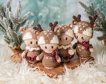CROCHET PATTERN + VIDEO Crochet Deer Amigurumi Doll Pattern Includes Buck & Doe Deer, Instant Pdf Download, Woodland Theme Crochet