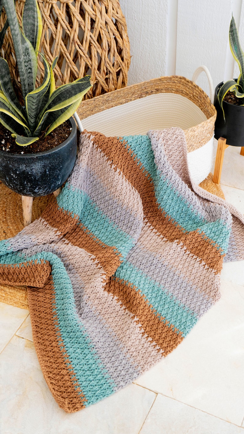 Alpine Stitch Crochet Blanket Pattern in 18 sizes This beautiful blanket has chart and video tutorial. Instant Download PDF Pattern image 2