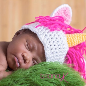 Unicorn Baby PATTERN Instant Download, Newborn-12 Months Unicorn Hat and Diaper Cover Set image 3